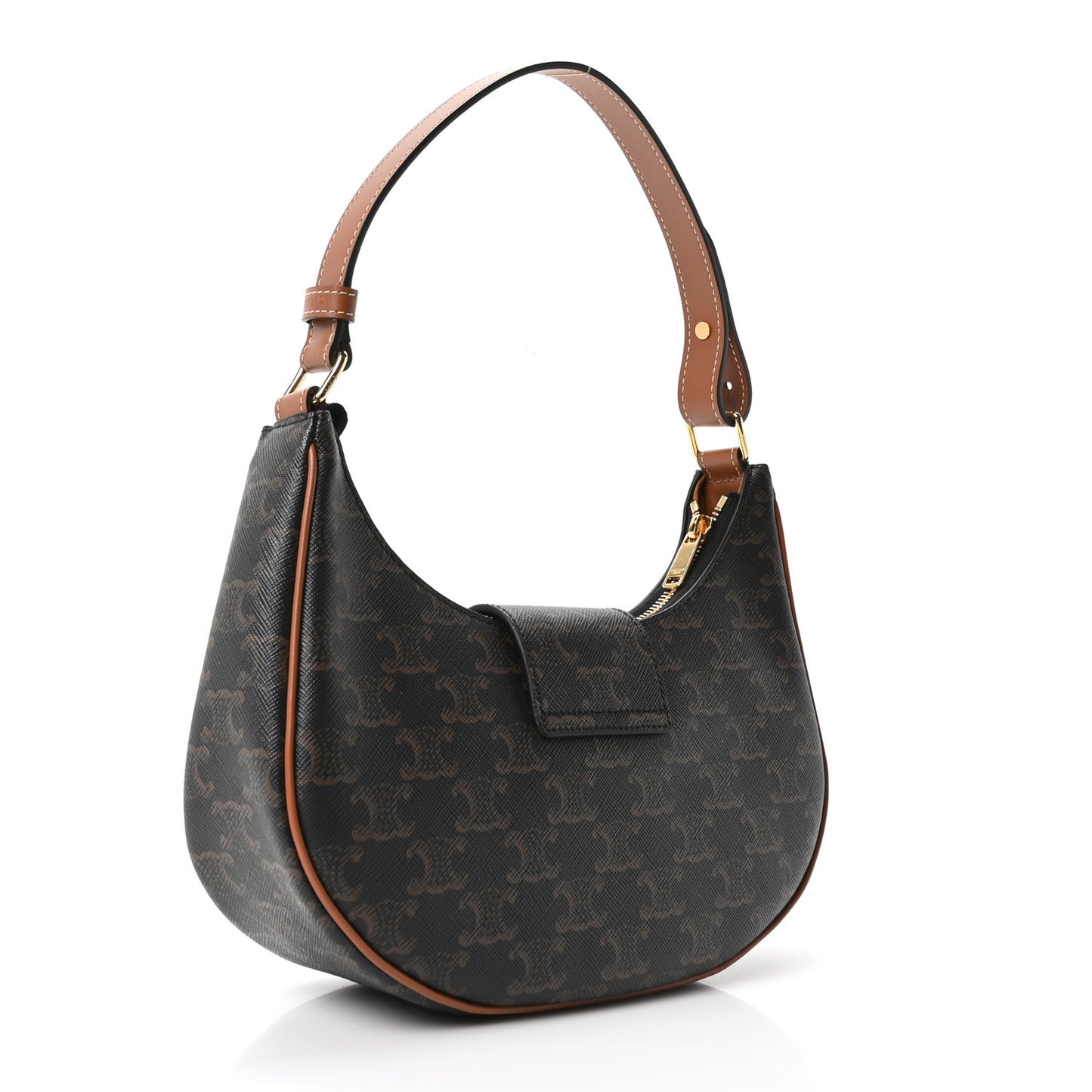 Triomphe Canvas Calfskin Medium Strap Ava Triomphe Shoulder Bag Tan