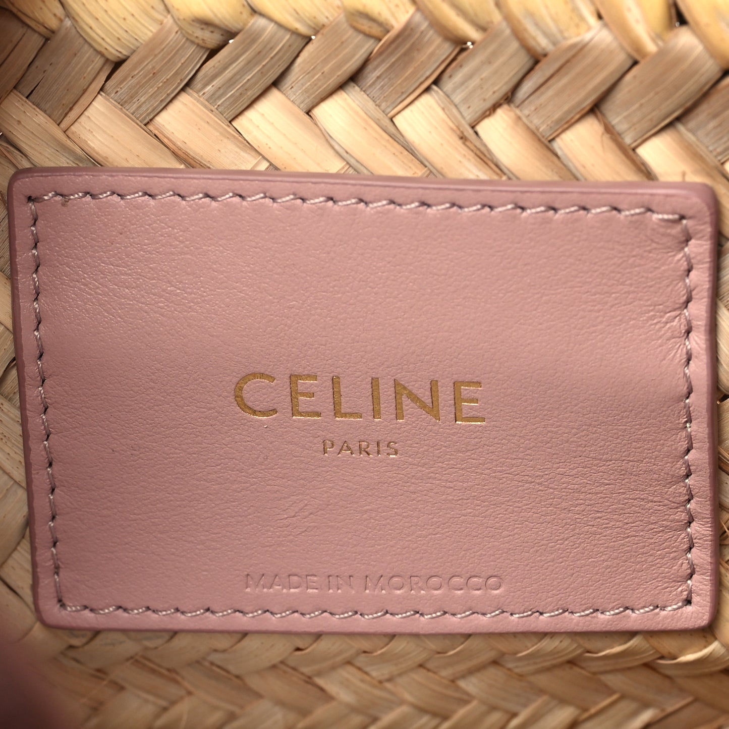 Raffia Calfskin Triomphe Teen Panier Vintage Pink