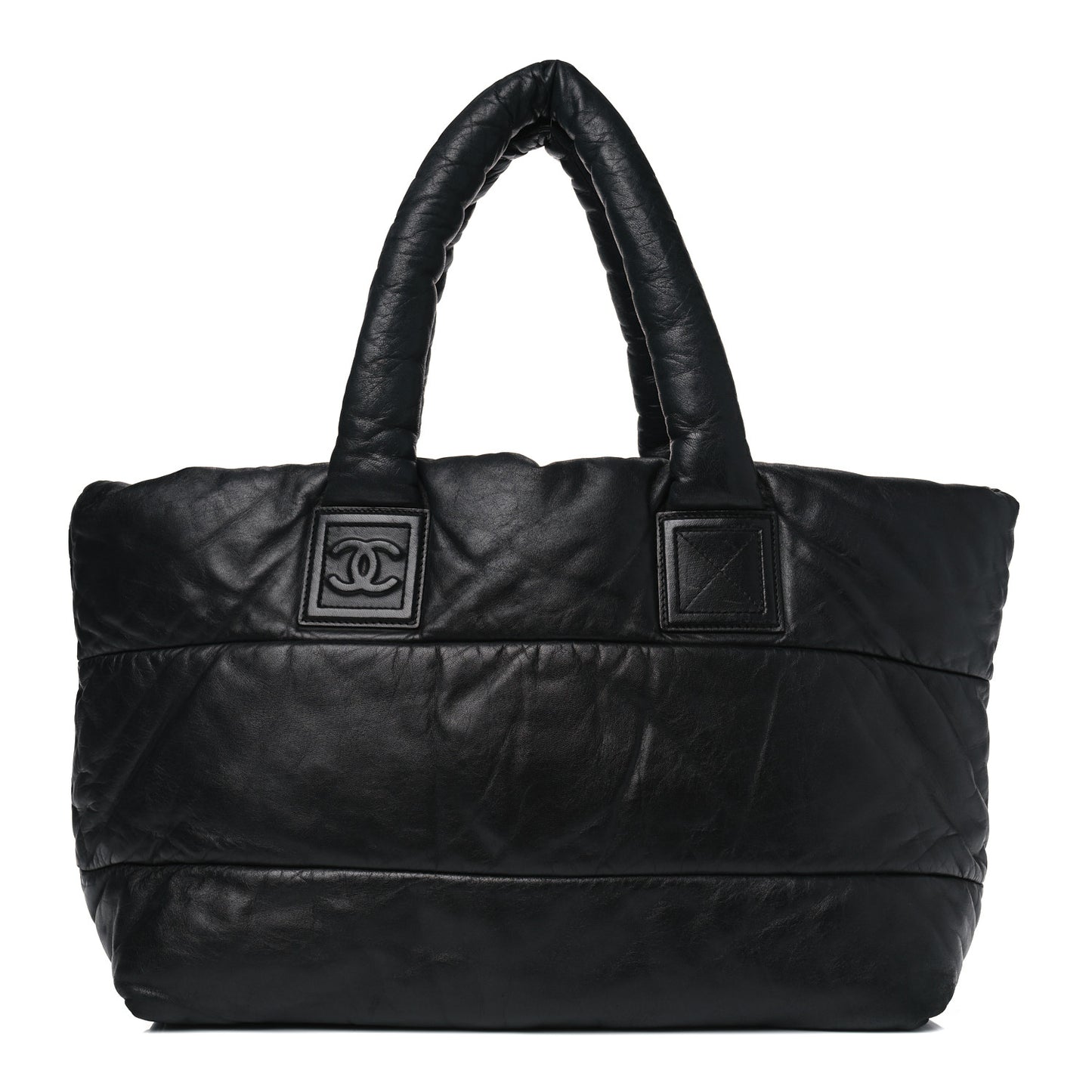 Lambskin Quilted Medium Coco Cocoon Reversible Tote Black