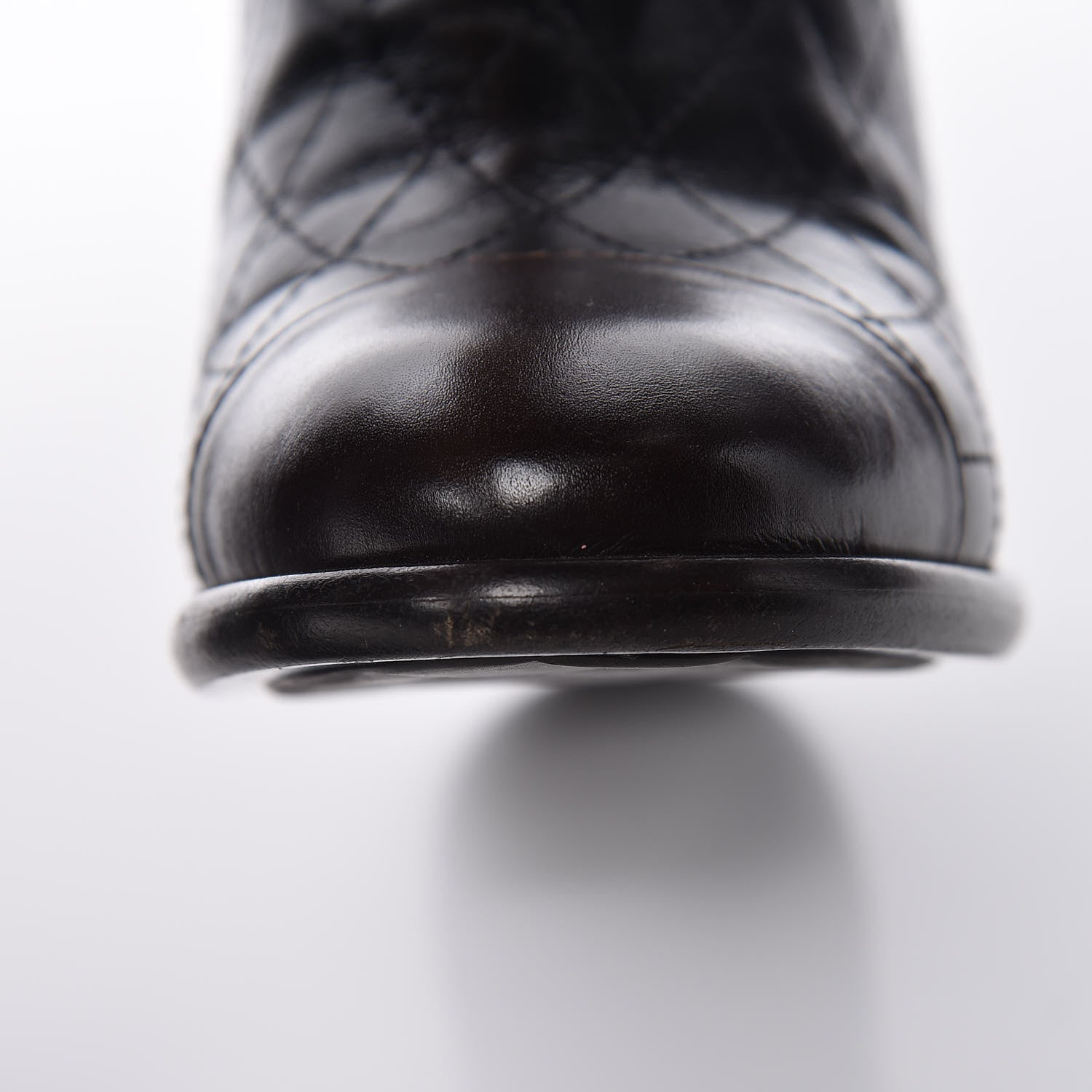 Chanel Calfskin Quilted Cap Toe Boots 36.5 Black Brown 14 of 14