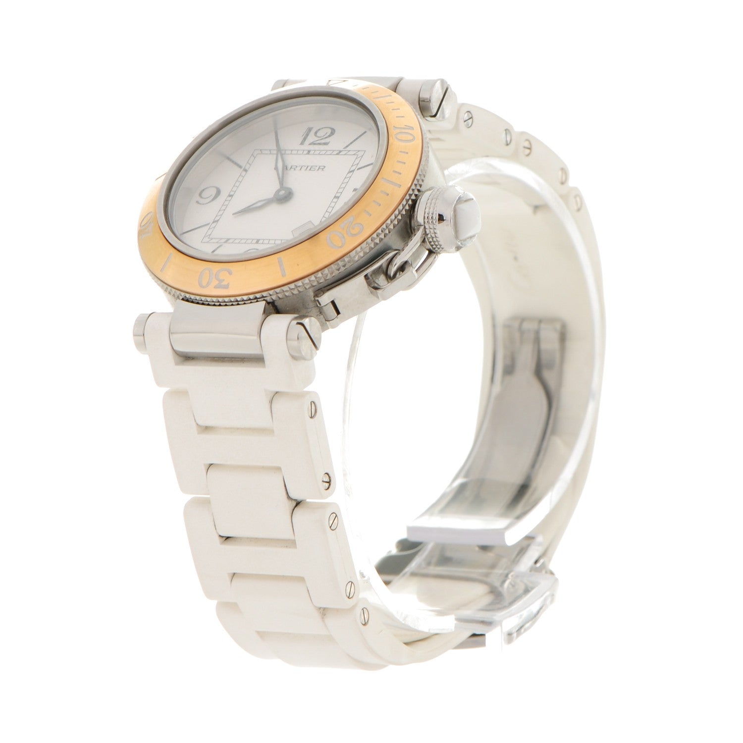 Cartier Stainless Steel 18K Pink Gold Rubber 33mm Pasha C Seatimer Quartz Watch 3 of 7