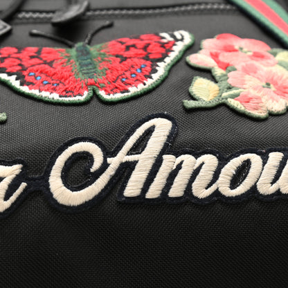Gucci Techno Canvas Web L'Aveugle Par Amour Embroidered Double Buckle Backpack Black 11 of 12