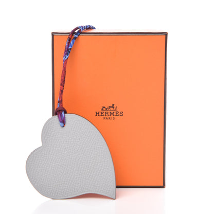 Hermes Togo Epsom Petit H Heart Bag Charm Rubis Gris Mouette 4 of 4