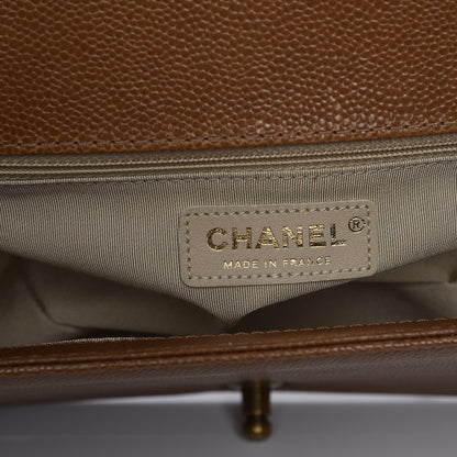 Chanel Caviar Quilted New Medium Boy Flap Light Brown 6 of 8