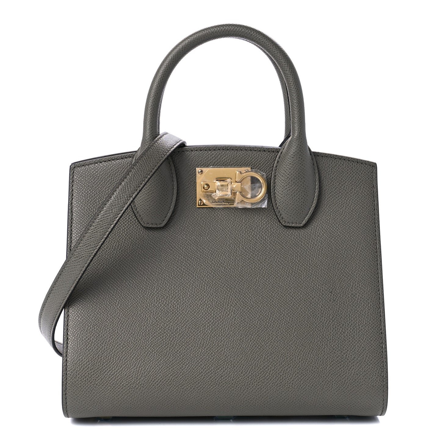 Hammered Calfskin Small The Studio Box Bag Grey