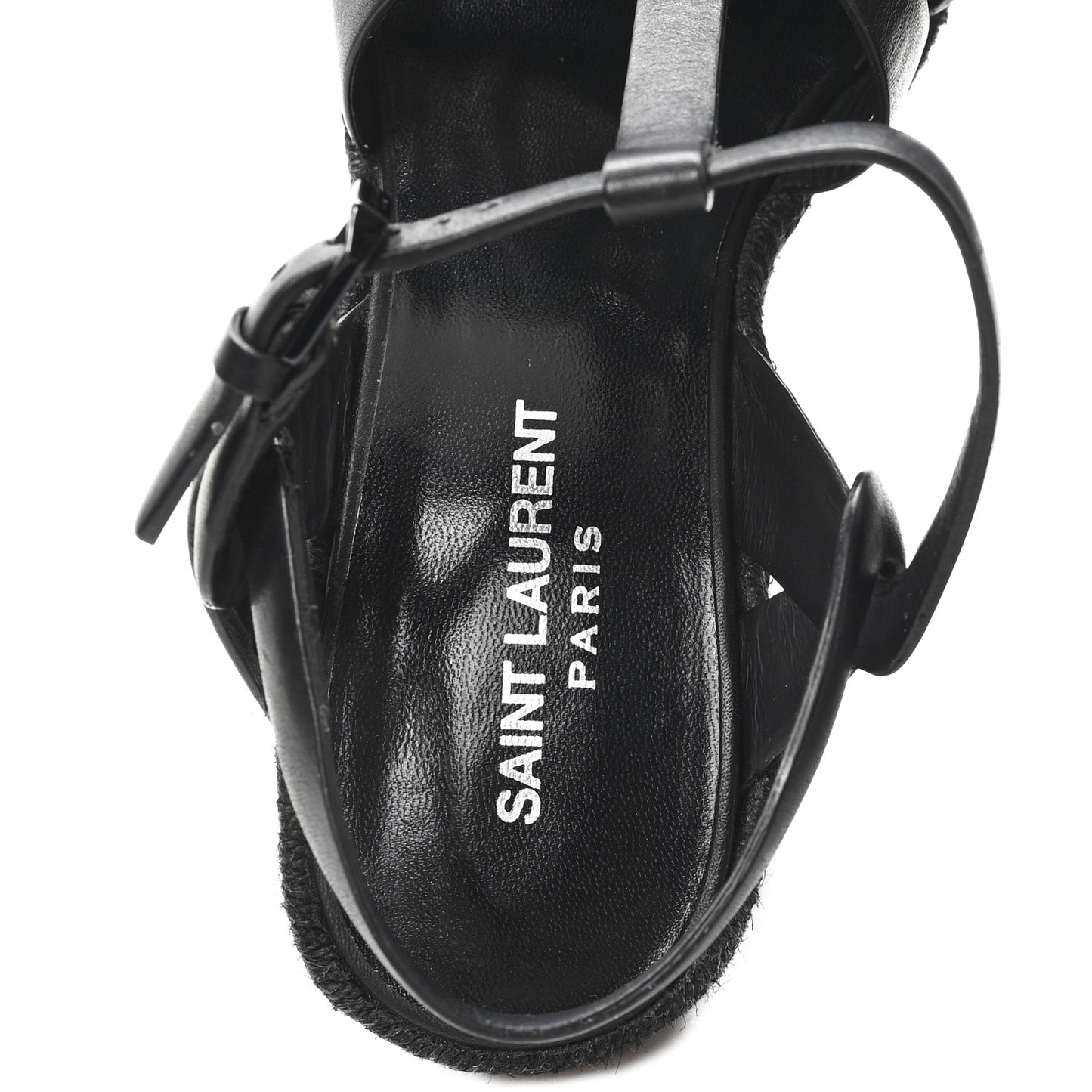 Calfskin Tribute 95 Platform Espadrille Wedge Sandals 37 Black