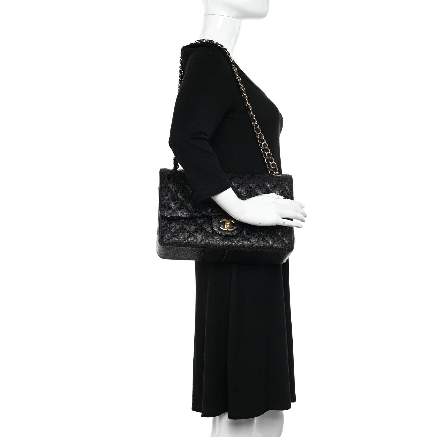 Chanel Caviar Quilted Jumbo Double Flap Black 2 of 12