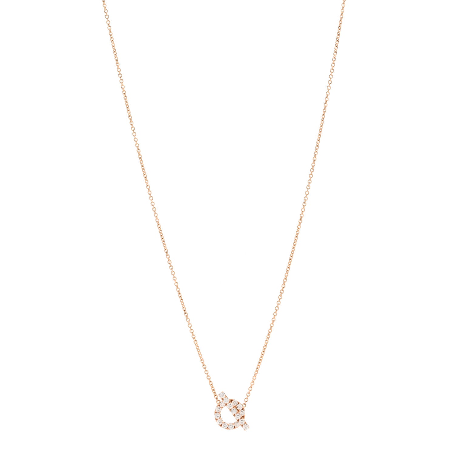Hermes 18K Rose Gold Diamond Finesse Pendant Necklace 1 of 4