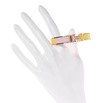 Hermes Enamel Narrow Clic Clac H Fusion Bracelet PM Rose Candeur Jaune Tennis 2 of 4