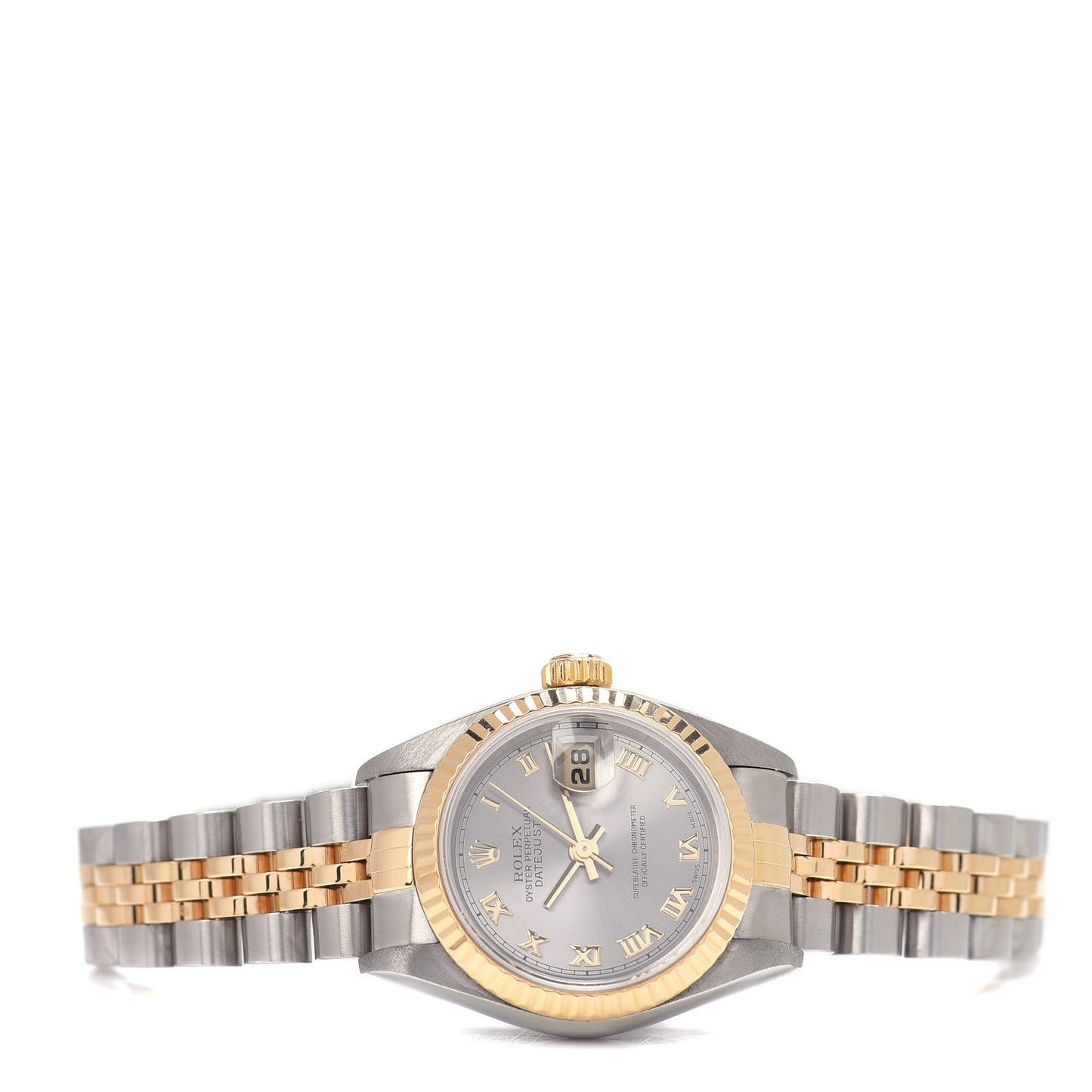 Stainless Steel 18K Yellow Gold 26mm Oyster Perpetual Datejust Watch Rhodium Roman 79173