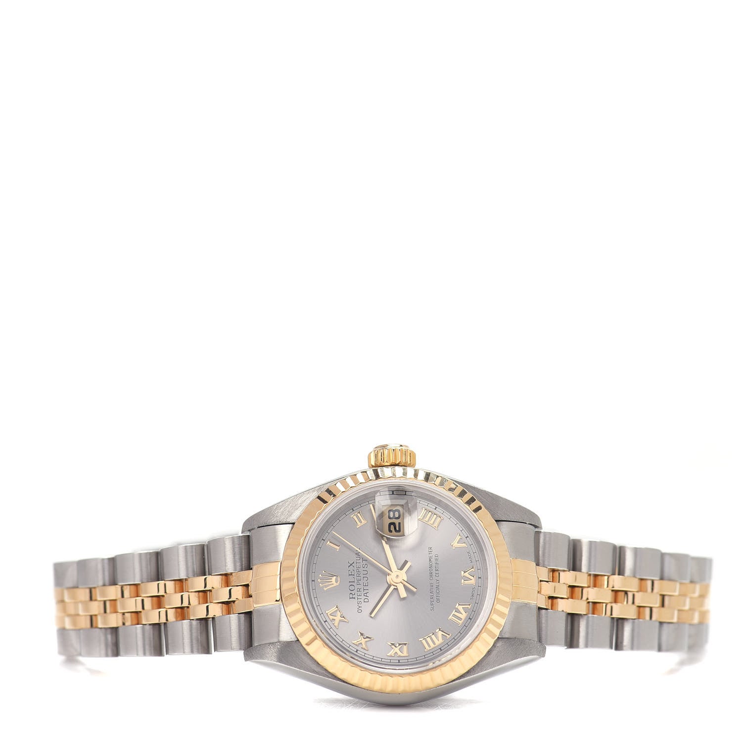 Rolex Stainless Steel 18K Yellow Gold 26mm Oyster Perpetual Datejust Watch Rhodium Roman 79173 2 of 4