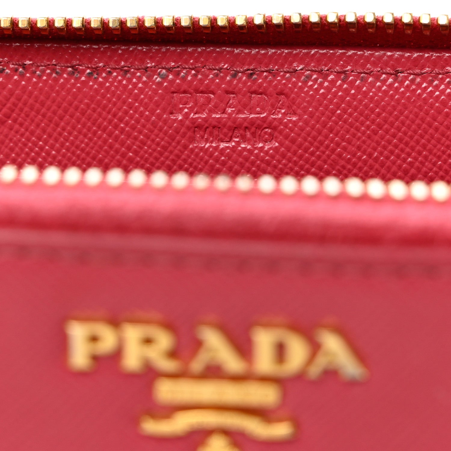 Prada Saffiano Metal Zip Around Wallet Fuoco 6 of 12