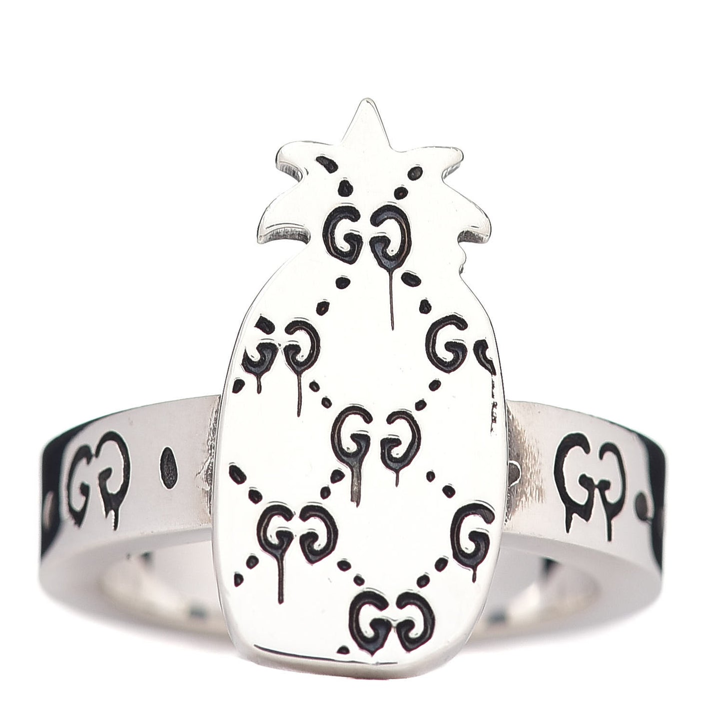 Sterling Silver GucciGhost Pineapple Ring 49 4.75