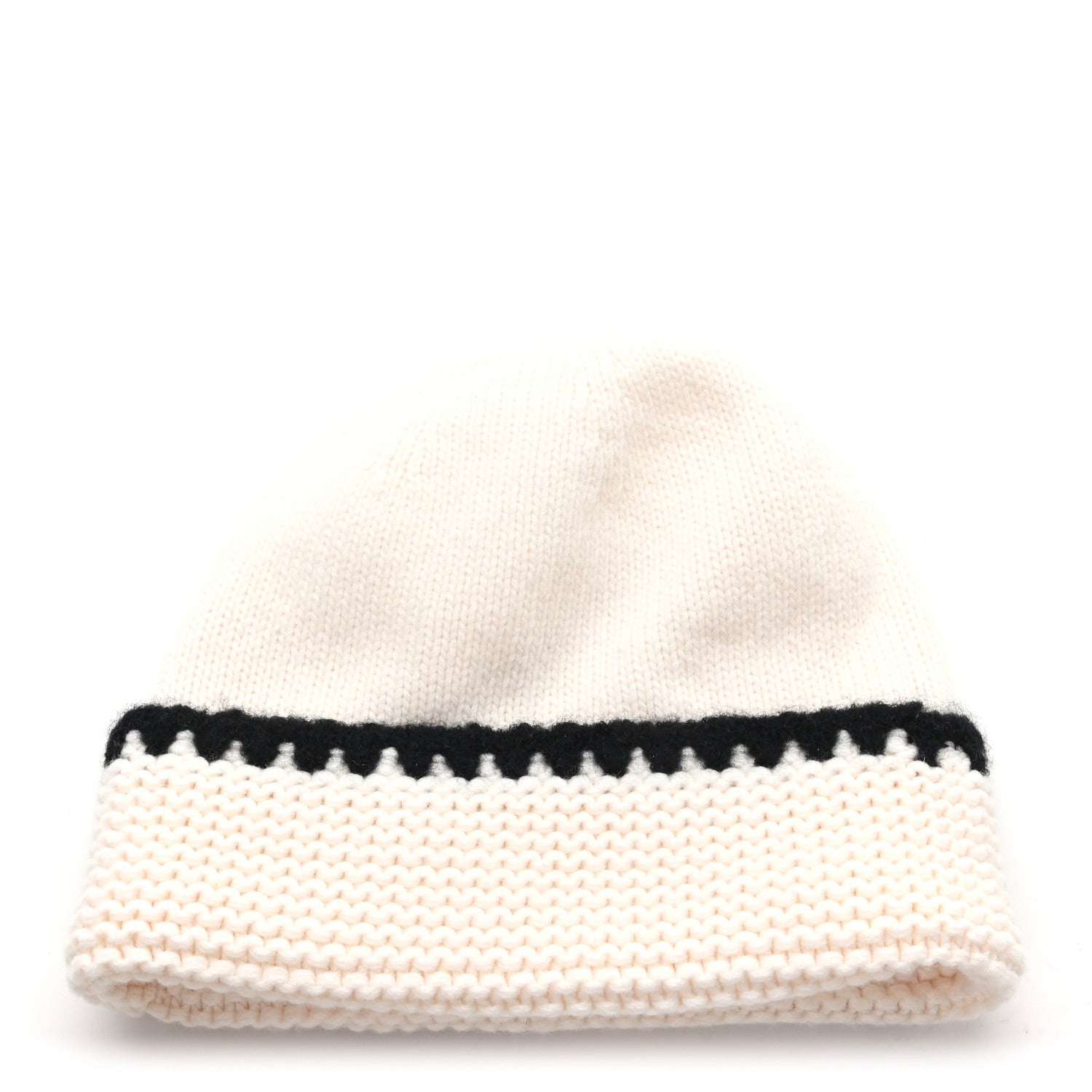Chanel Cashmere CC Knitted Beanie Hat Black White 1821057