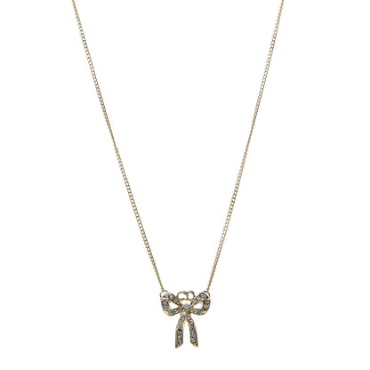 Christian Dior Crystal Bow Necklace Gold Gold 1 of 5