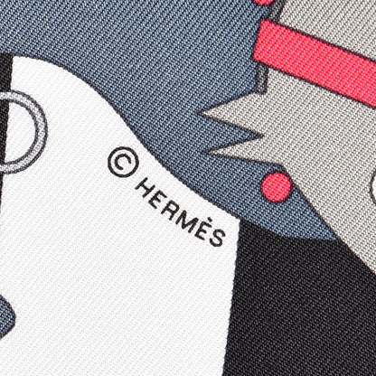 Hermes Silk Rocabar Pocket Square Vif Gris Noir 4 of 7