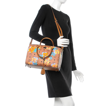 MCM Visetos Floral Print Boston Bag Cognac 2 of 10