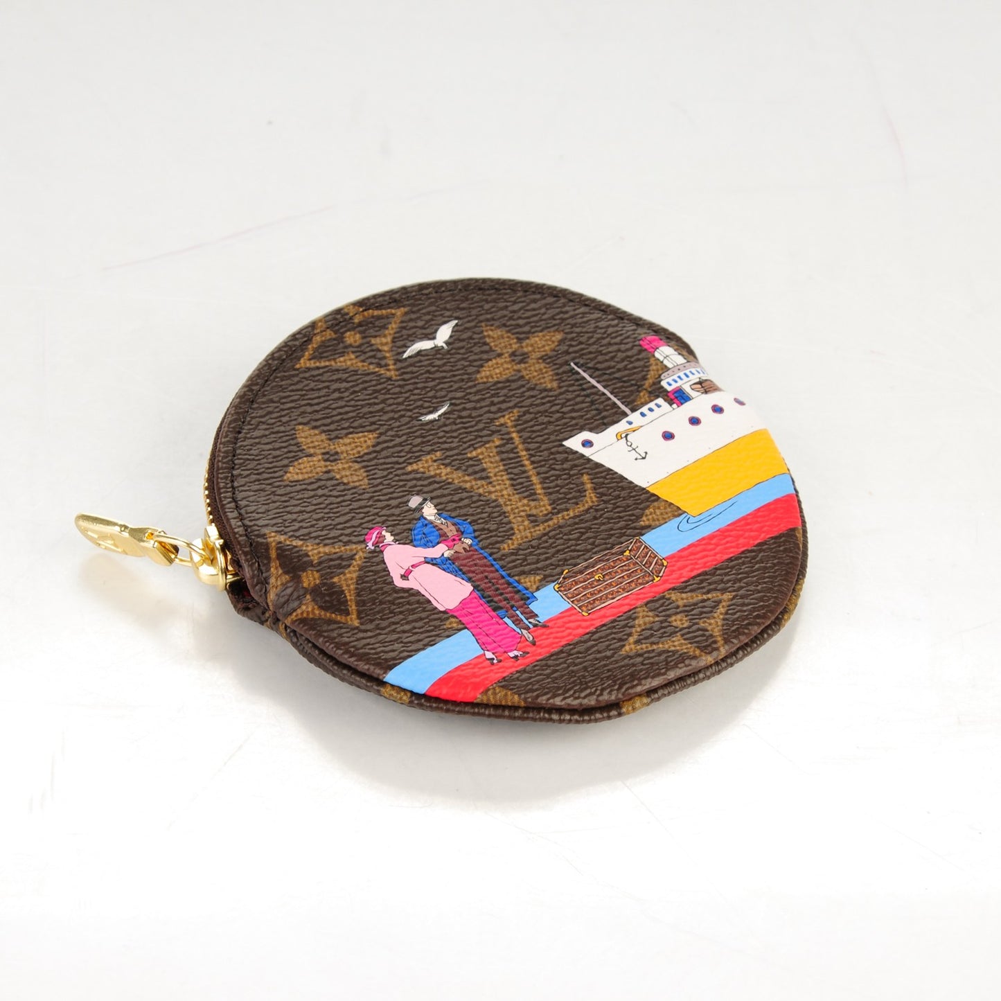 Monogram 2016 Christmas Animation Round Coin Purse Rouge