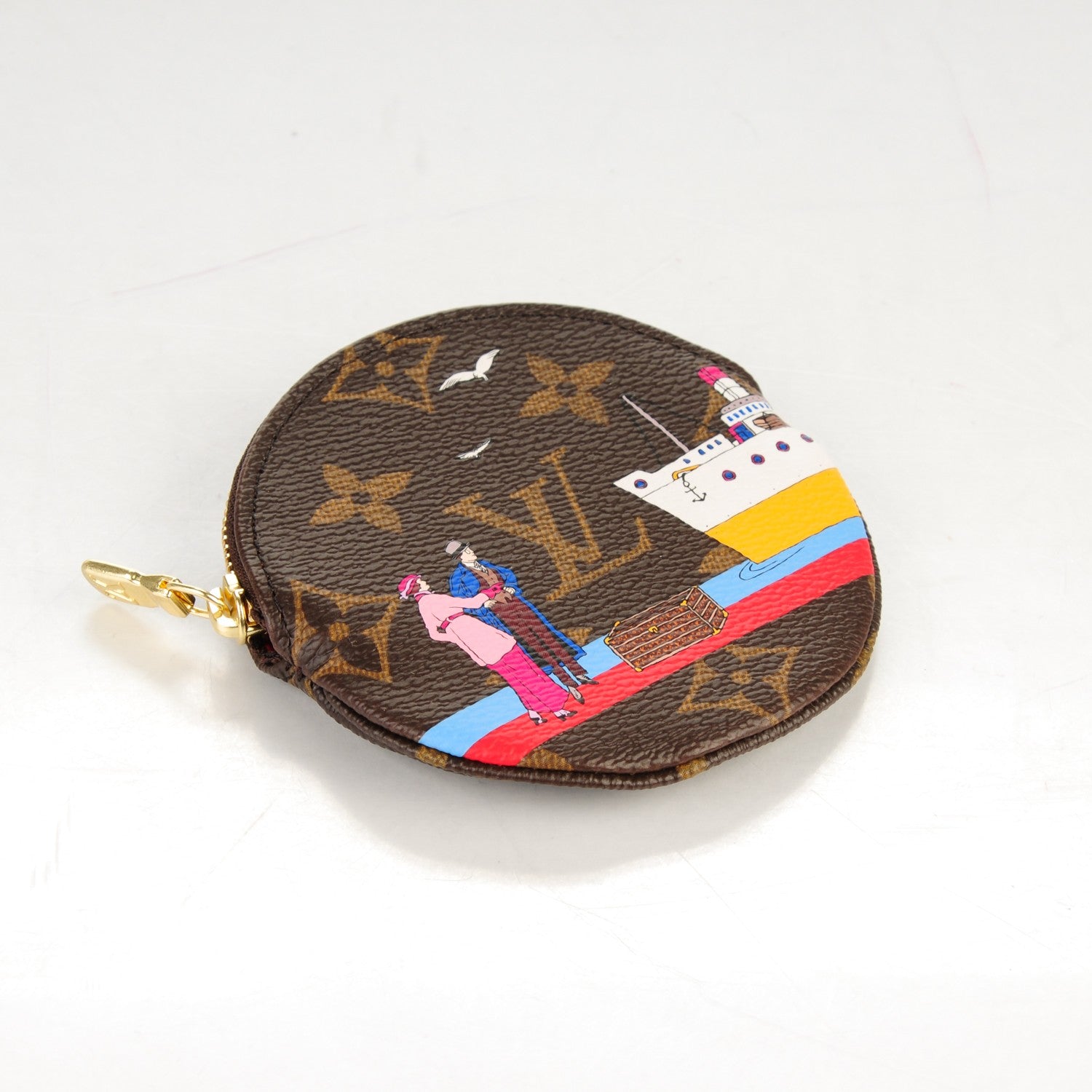 Louis Vuitton Monogram 2016 Christmas Animation Round Coin Purse Rouge 4 of 7