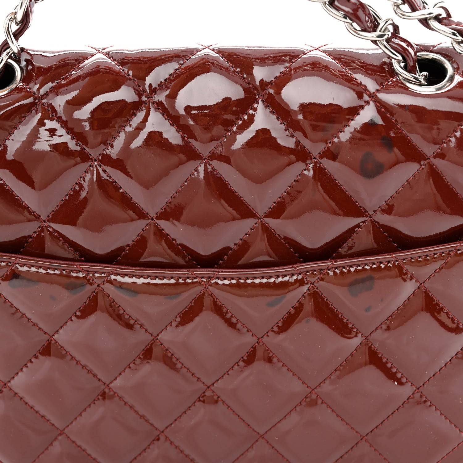 Chanel Patent Quilted Jumbo Single Flap Dark Red 11 of 11