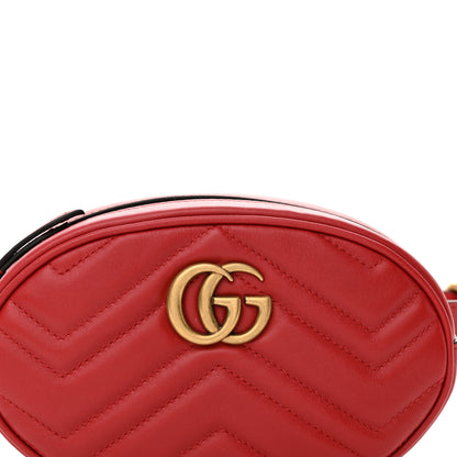 Gucci Calfskin Matelasse GG Marmont Belt Bag 75 30 Hibiscus Red 8 of 10