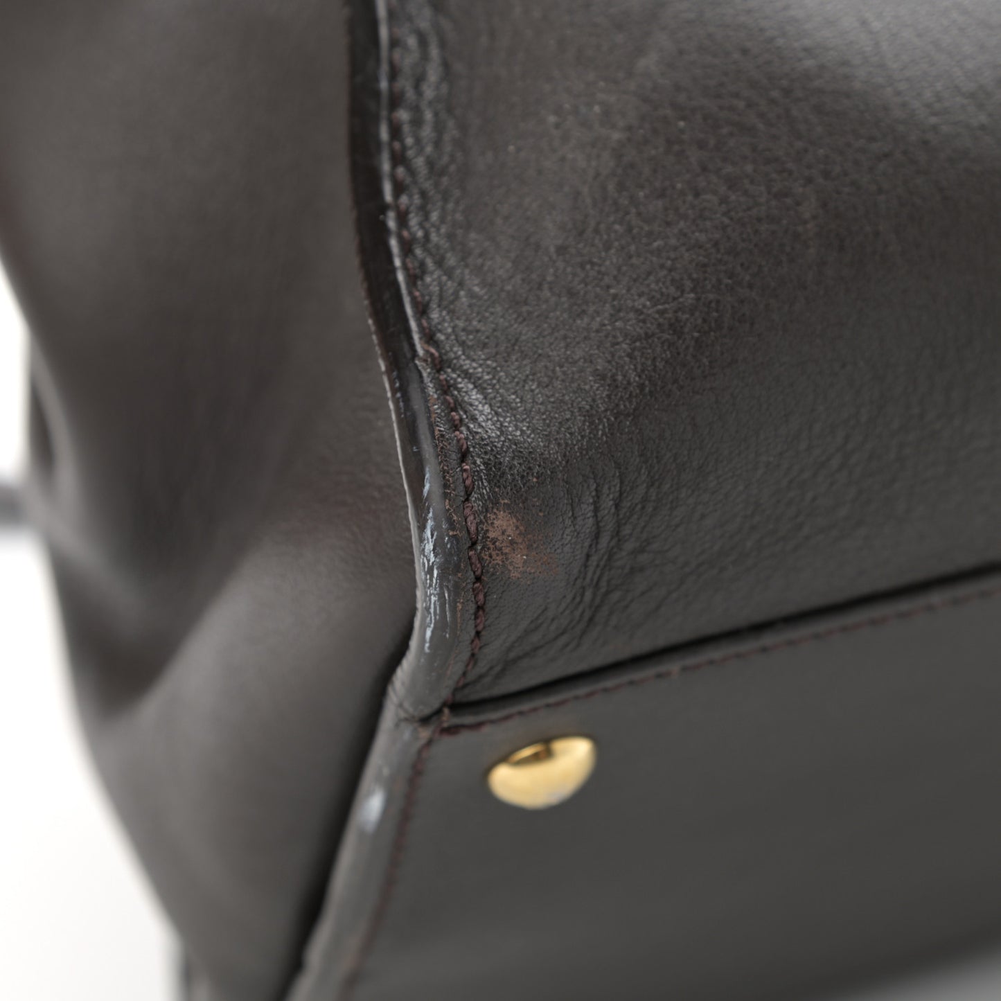 Vitello Dolce Marmol Large Peekaboo Iconic Satchel Ebano Blu Scuro
