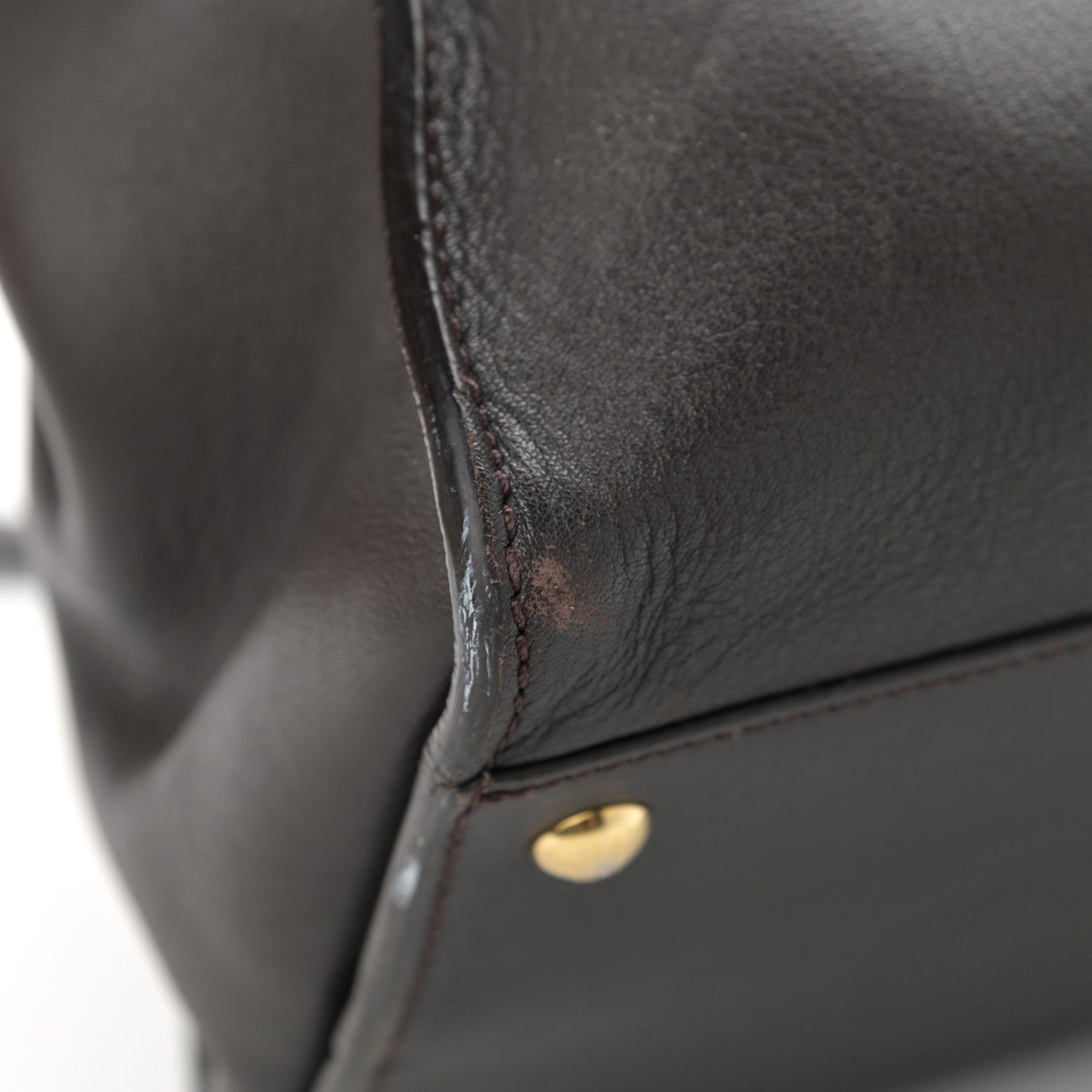 Fendi Vitello Dolce Marmol Large Peekaboo Iconic Satchel Ebano Blu Scuro 14 of 16