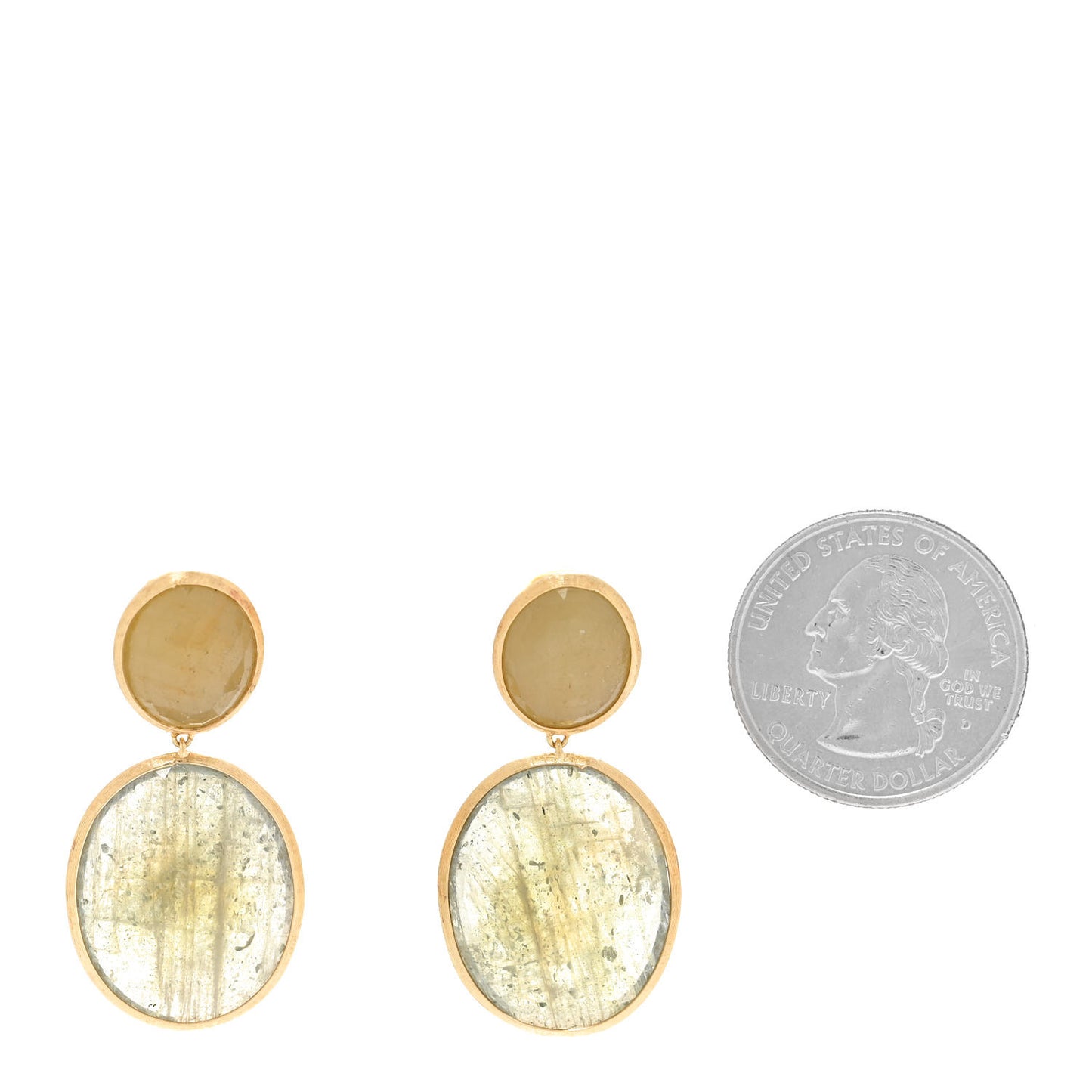 18K Yellow Gold Yellow Green Sapphire Drop Earrings