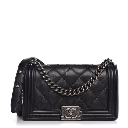 Chanel Calfskin Double Stitch Medium Boy Flap Black 1 of 9