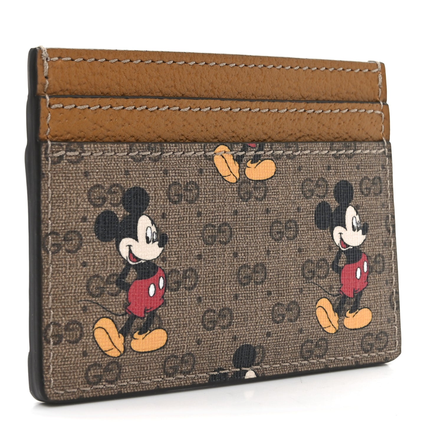 X DISNEY Mini Vintage GG Supreme Monogram Mickey Mouse Card Holder Beige Vintage Sun Oil
