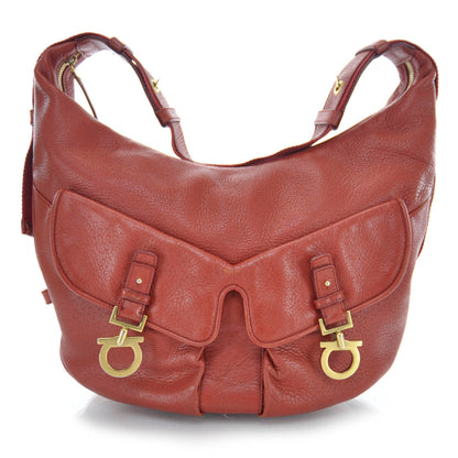 FASHIONPHILE SALVATOREFERRAGAMOLeatherGanciniHoboRed 1 of 7