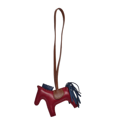 Hermes Milo Lambskin Grigri Rodeo Horse Bag Charm PM Bleu de Malte Rubis Fauve 1 of 3