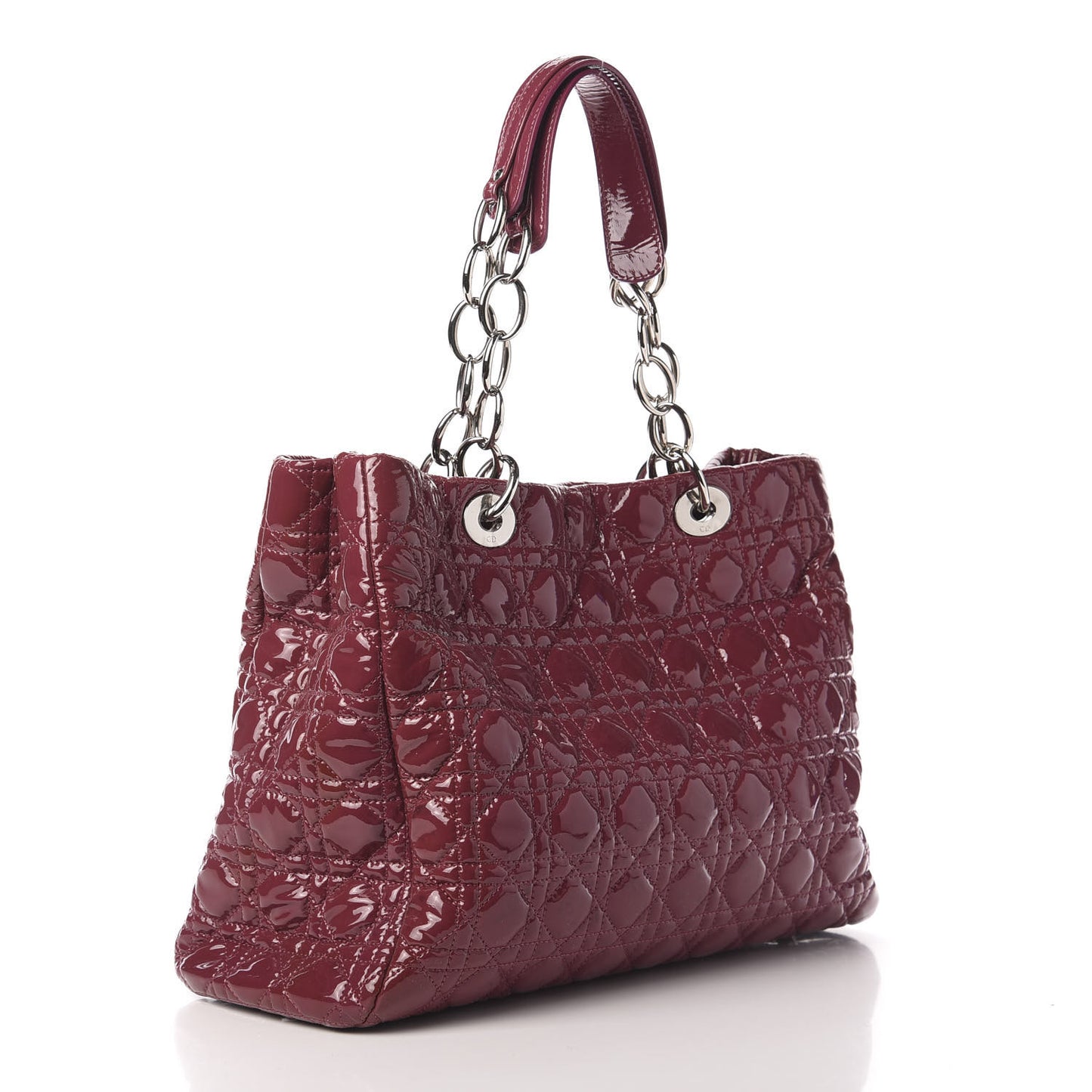 Patent Cannage Large Dior Soft Shopping Tote Dark Pink