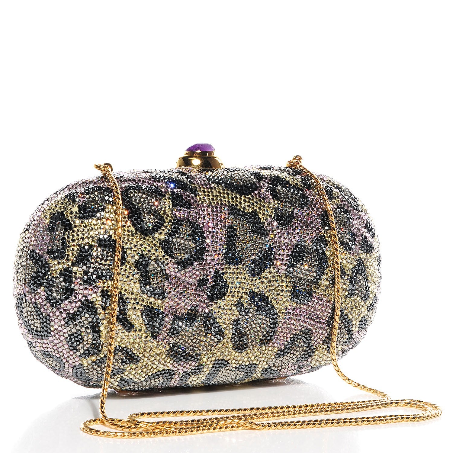 Judith Leiber Swarovski Crystal Leopard Minaudiere Clutch 3 of 6