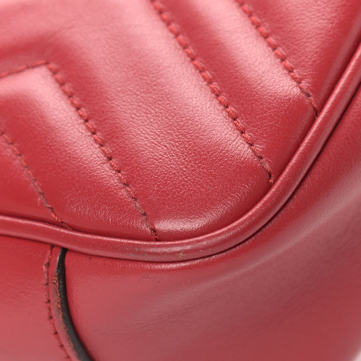 Gucci Calfskin Matelasse Mini GG Marmont Shoulder Bag Hibiscus Red 11 of 14