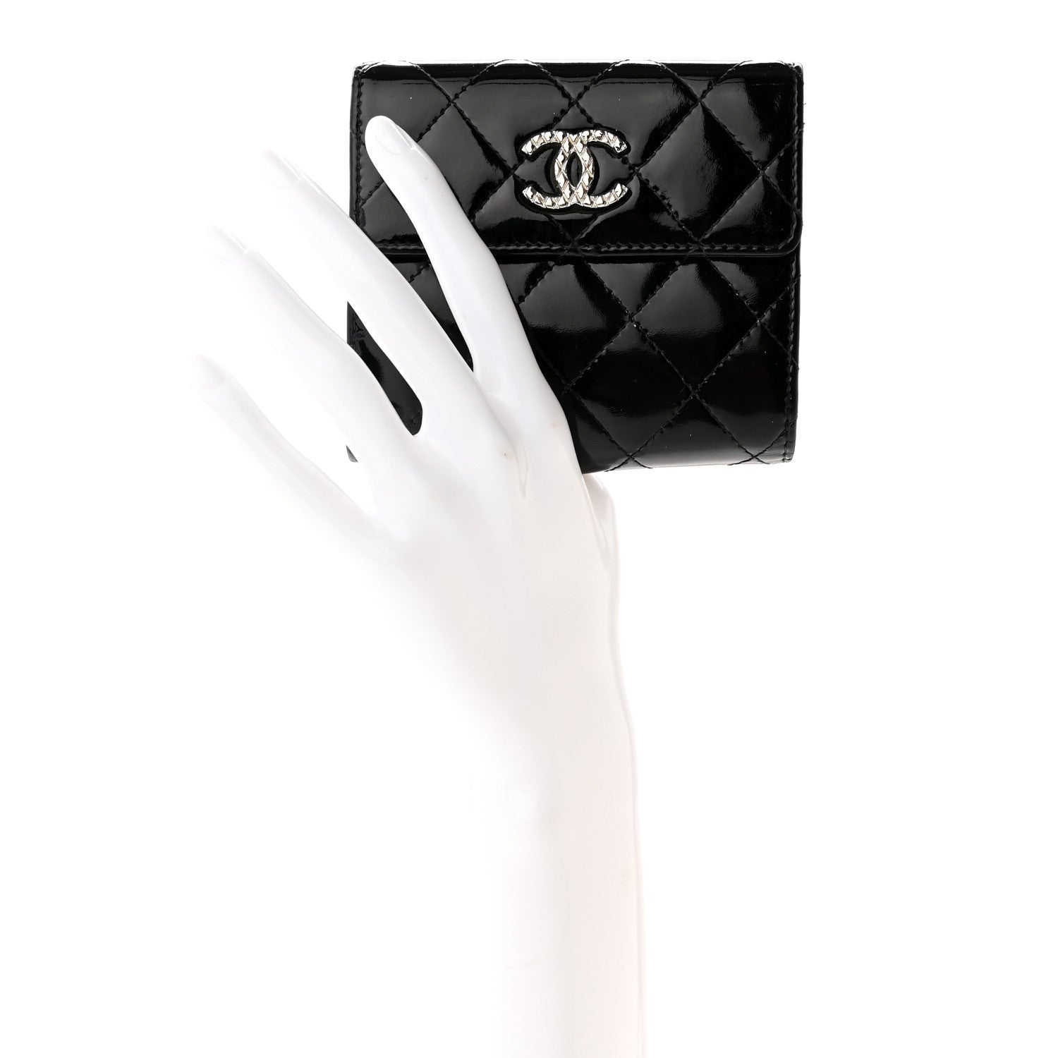 Chanel Patent Quilted Brilliant Compact Wallet Black 2 of 14