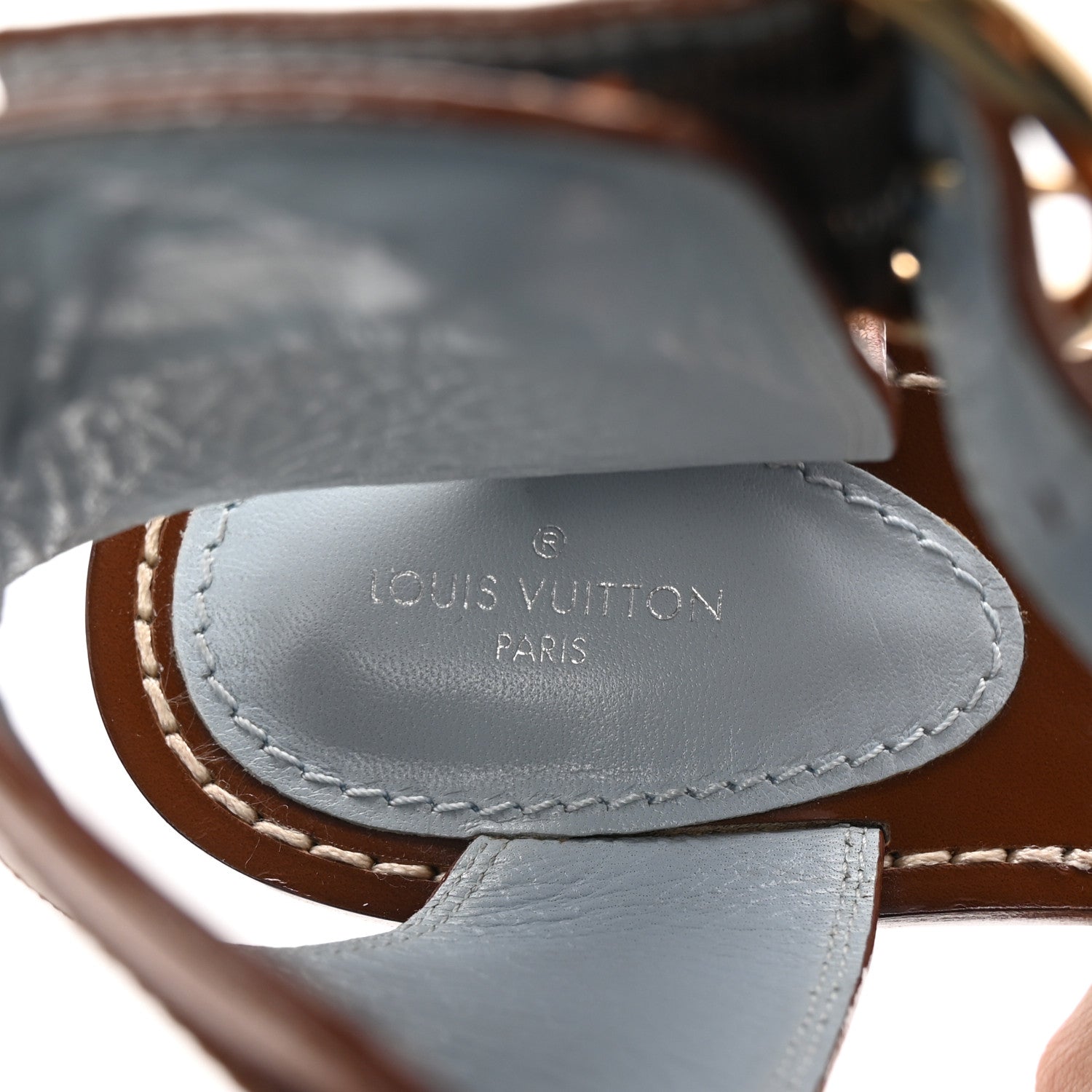 Louis Vuitton Calfskin Monogram Passenger Sandals 38 Cognac 8 of 9