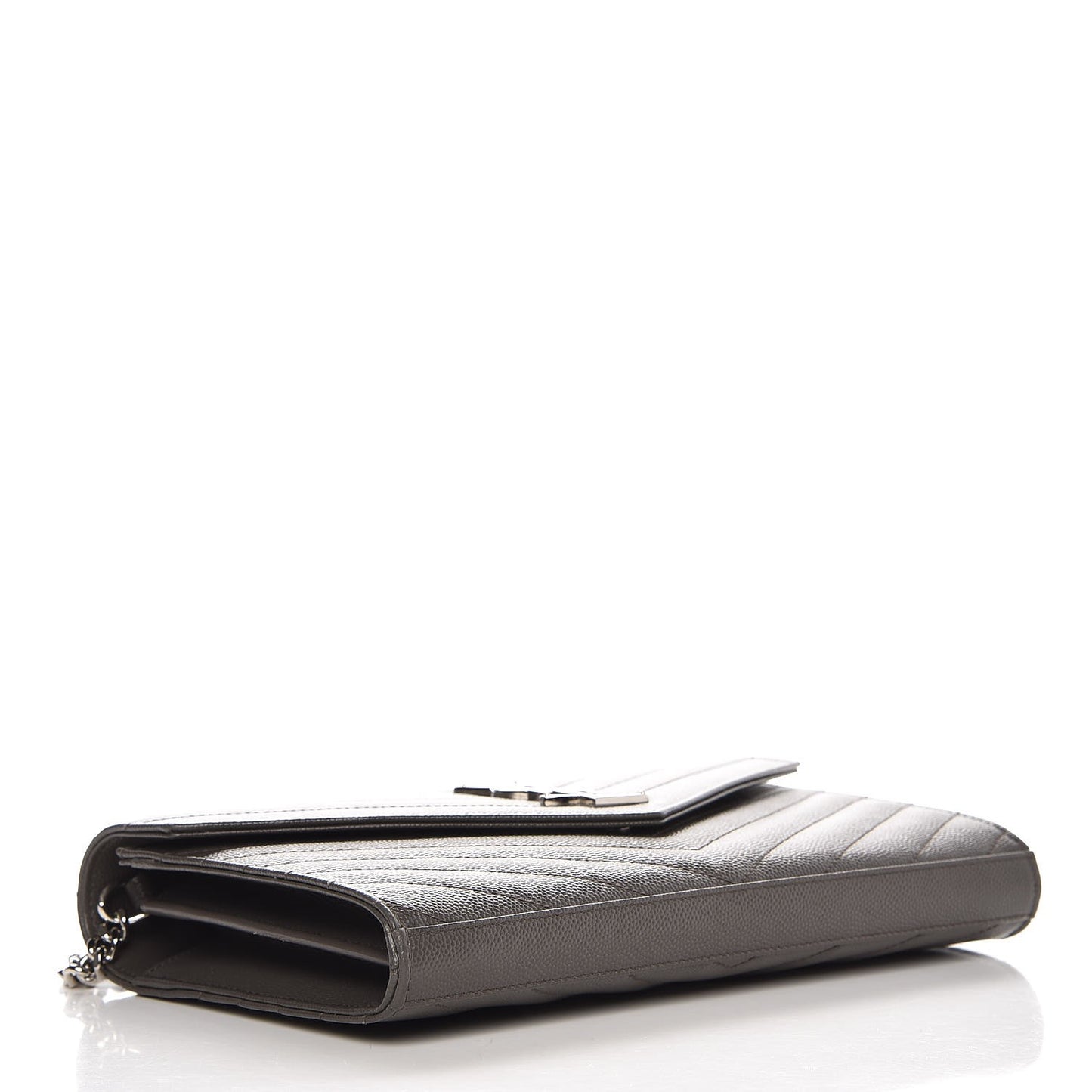 Grain De Poudre Matelasse Chevron Monogram Chain Wallet Gray