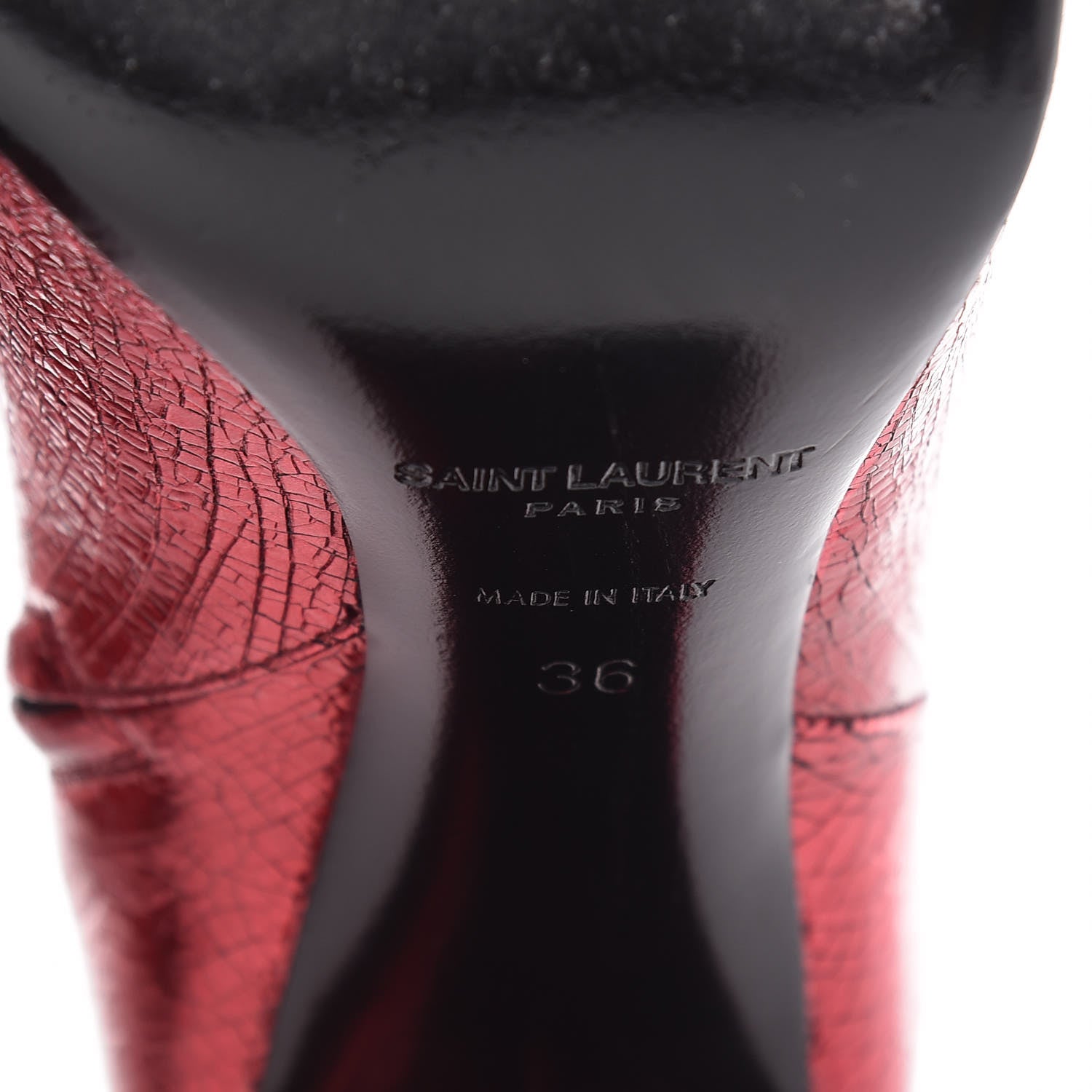 Saint Laurent Metallic Crackled Lou 95 Zip Bootie 36 Metal Barolo 8 of 12
