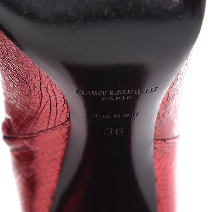 Saint Laurent Metallic Crackled Lou 95 Zip Bootie 36 Metal Barolo 8 of 12