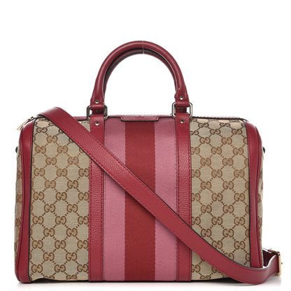 Gucci Monogram Cellarius Calfskin Vintage Web Medium Boston Beige Ebony Soft Burgundy Peonia Flower 1 of 10