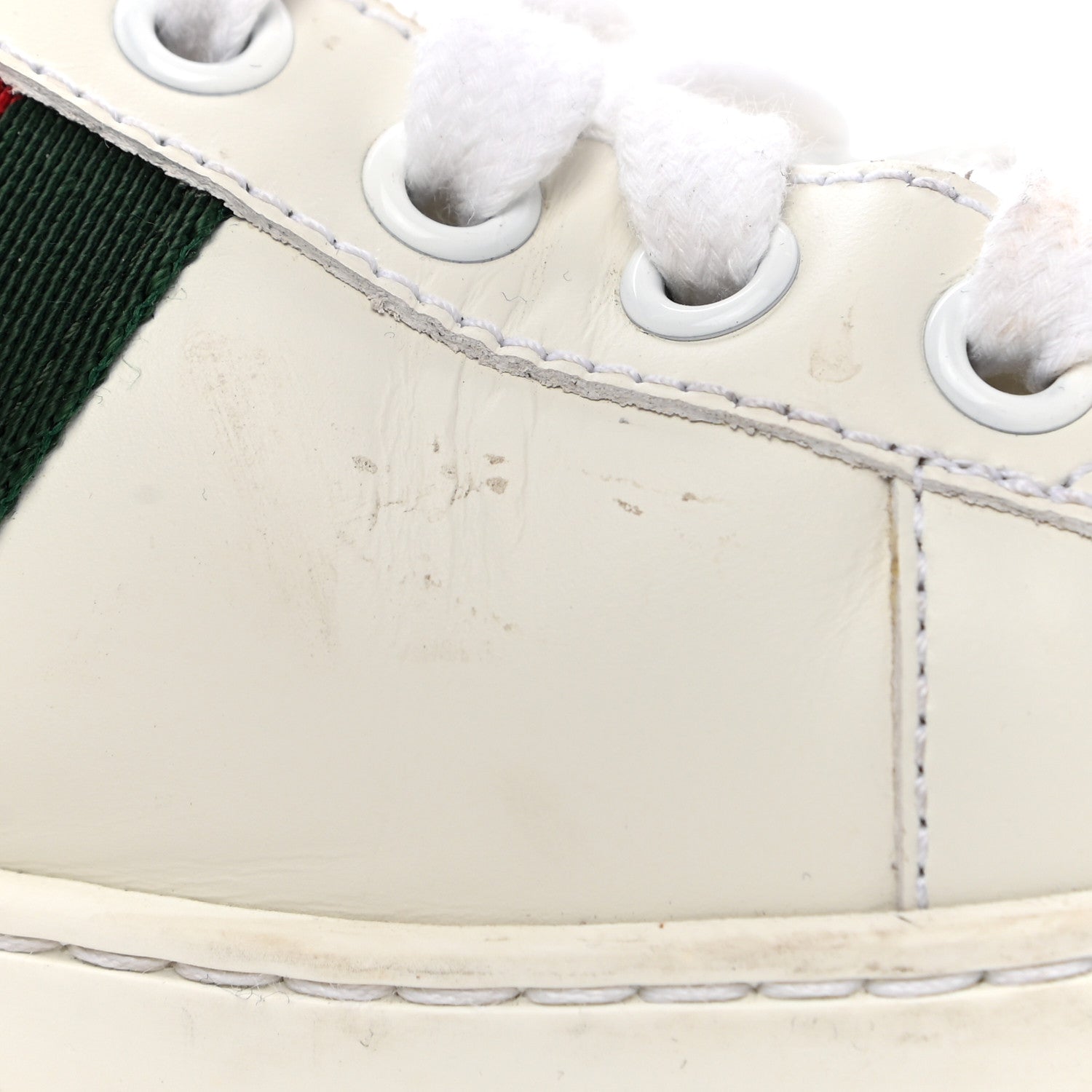 Gucci Calfskin Ayers Bee Embroidered Womens Ace Sneakers 36.5 White Green 10 of 13