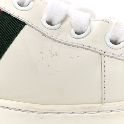 Gucci Calfskin Ayers Bee Embroidered Womens Ace Sneakers 36.5 White Green 10 of 13