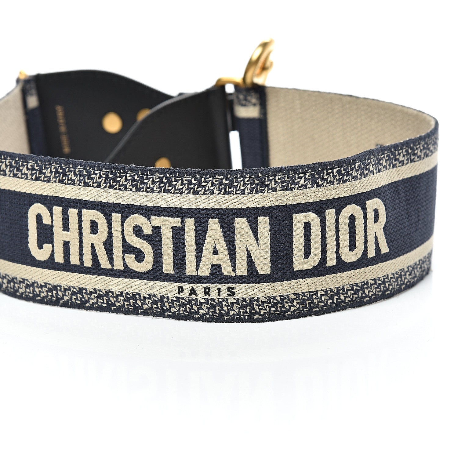 Christian Dior Canvas Embroidered Shoulder Strap Blue 3 of 4
