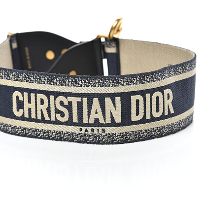 Christian Dior Canvas Embroidered Shoulder Strap Blue 3 of 4
