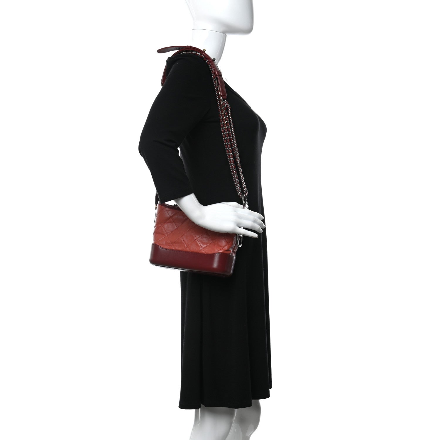 Chanel Aged Calfskin Quilted Small Gabrielle Hobo Red 2 of 11