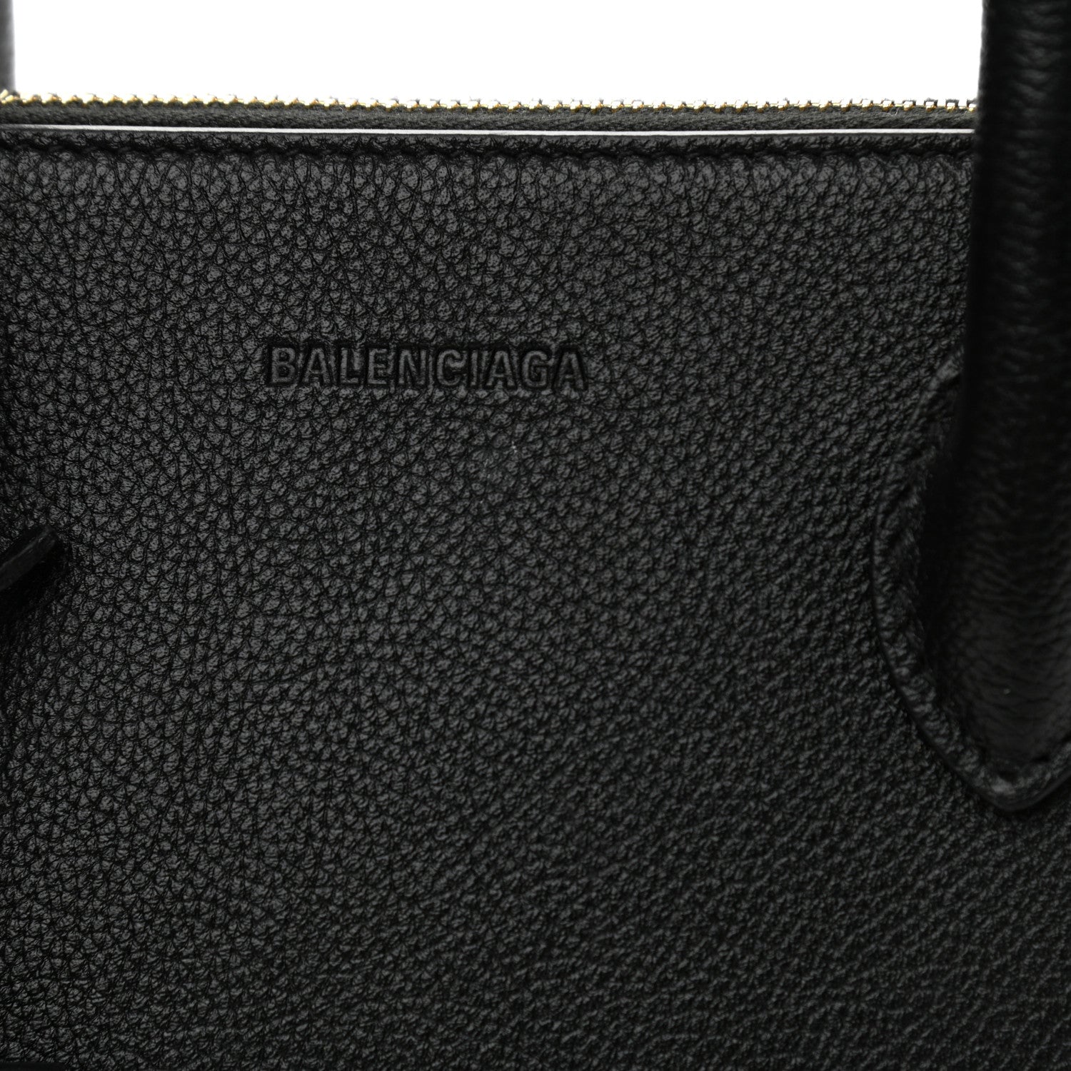 Balenciaga Grained Calfskin Logo S Ville Top Handle Bag Black White 10 of 12