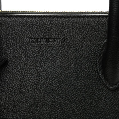 Balenciaga Grained Calfskin Logo S Ville Top Handle Bag Black White 10 of 12
