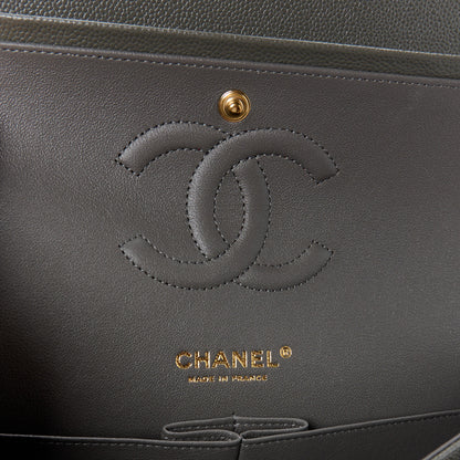 Chanel Caviar Chevron Quilted Medium Double Flap Dark Grey 6 of 11