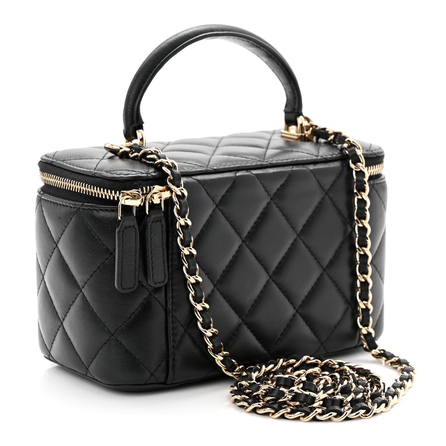 Chanel Lambskin Quilted Small Top Handle Vanity Case With Chain Black 3 of 10